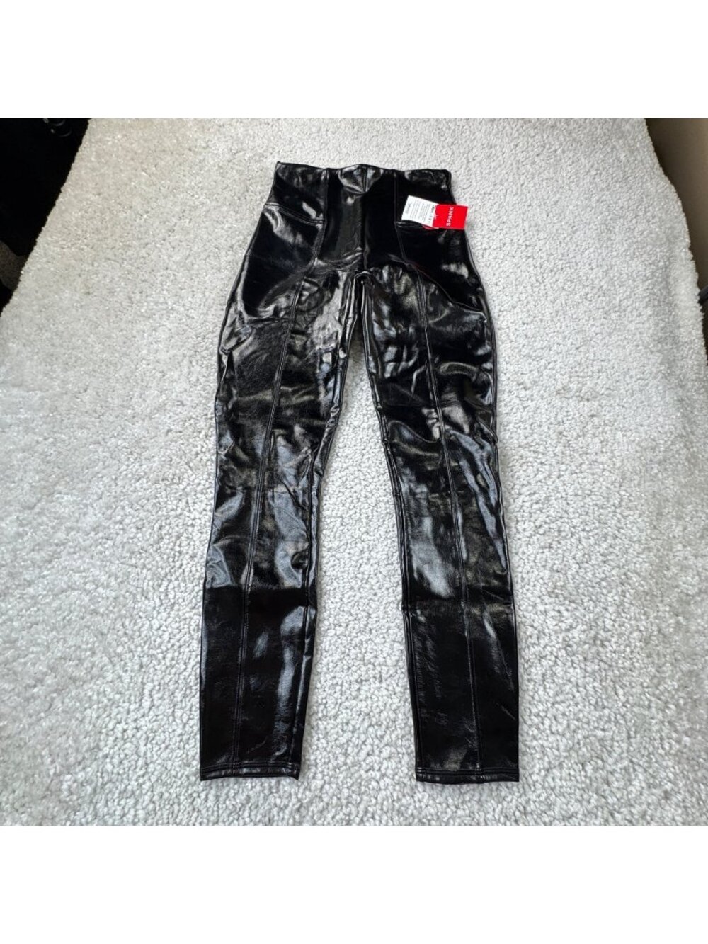 Spanx Faux Patent Leather Legging Black Womens Medium